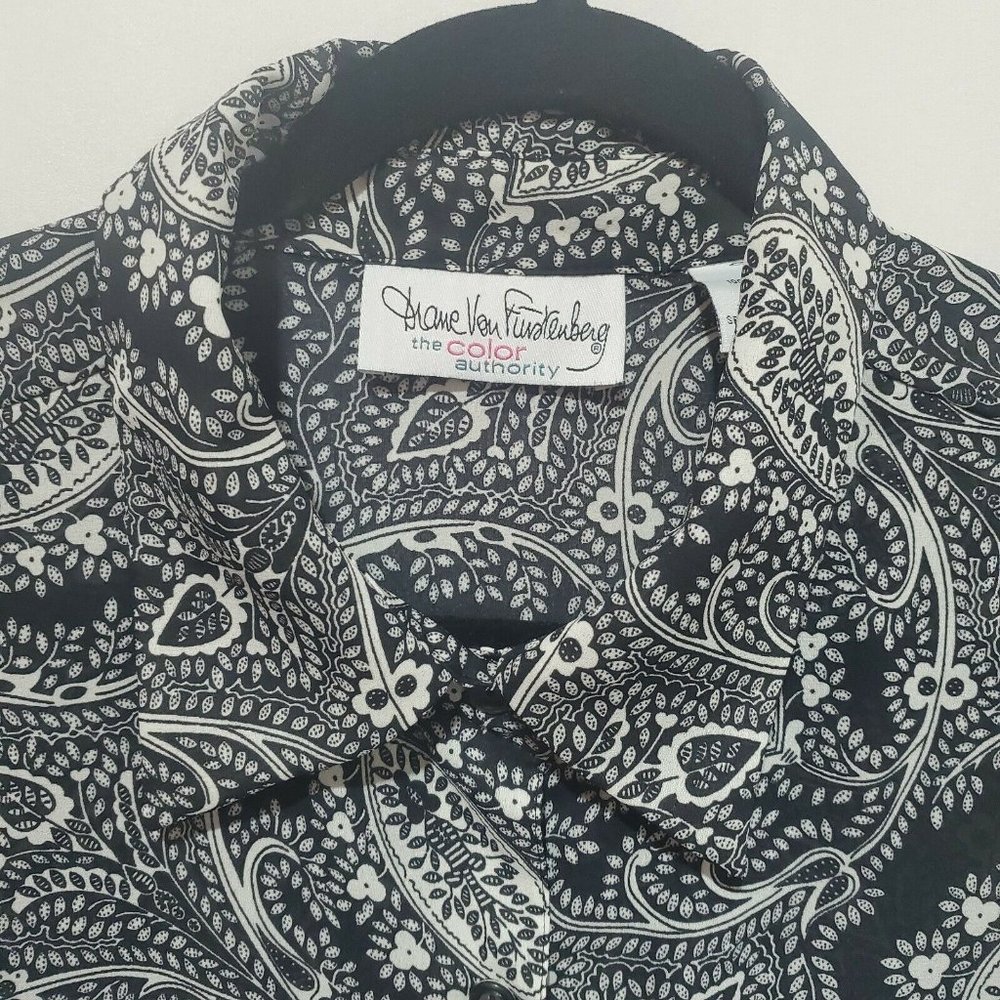 Diane Von Furstenberg The Color Authority Button Up Blouse Long Sleeve 1X/2X - Picture 3 of 10
